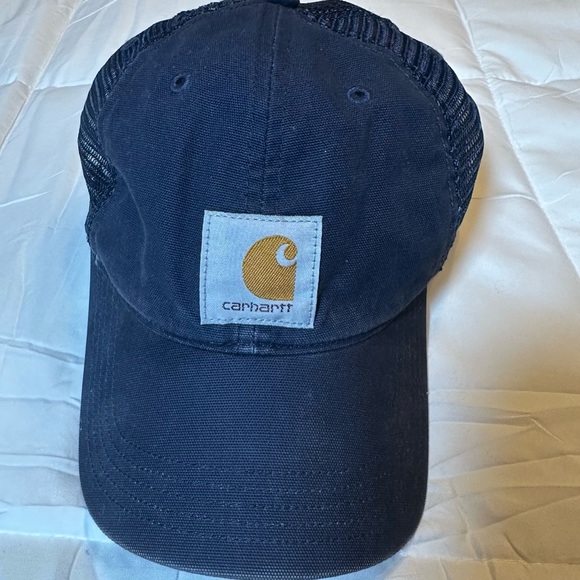 Carhartt Trucker Hat Blue  Mesh Back Adjustable Size Snapback Mens Unisex Cap - Picture 1 of 5